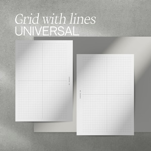May include: Two blank grid sheets with lines, ideal for note-taking, drawing, or graphing. The sheets are white with black lines and have a universal design.