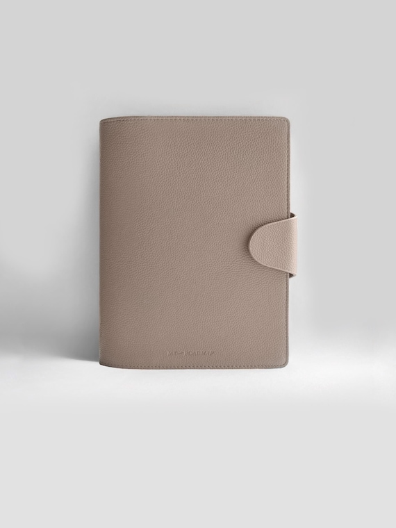 Binder A5, Notizbuchhülle «Taupe Clair» zum Nachfüllen mit / ohne Rings, personalisierbar, Ringplaner, Agenda A5, Organiser