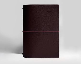 A5 Leather Notebook Cover Merlot | Personalized Journal Cover MyRoadbook | Refillable Planner | High-Quality Handmade Gift