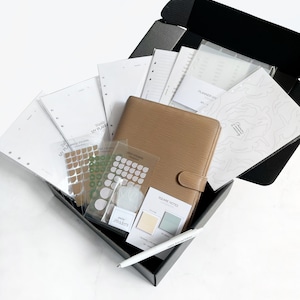 Raccoglitore BOX "Marrone Moka" A5 | agenda ad anelli personalizzabile con inserti e accessori, agenda, set organizer