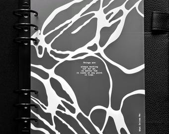 A5 & Personal Acrylic Dashboard-Cover Set | for 6-Ring Agenda | Planner Cover with Abstract Art and Quote | Minimalist Planner Decor