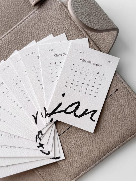 2027 Kalenderkarten-Set | 12 Monatskarten für Planer | Minimalistischer Jahreskalender | Kalenderkarten für Ringplaner