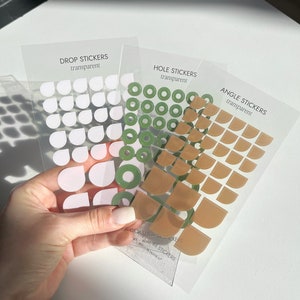 Transparent planner stickers, transparent stickers (HOLE, ANGLE, DROP) stickers for your planner, journaling...
