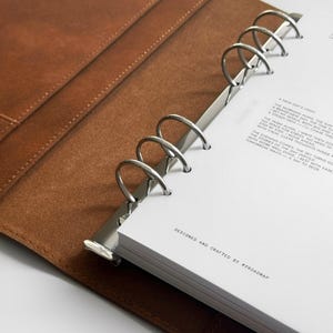 A5-pärm, anteckningsboksomslag i mocka "Amber", påfyllningsbart med/utan ringar, anpassningsbar ringplanerare, A5-agenda, organizer, halv bokstav bild 10