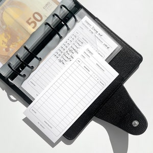 30 Budget Tracker Einlagen für Finanzplaner 75x160mm, Budget Binder Einsätze, Tracker für Umschlagmethode, A6 Zipperumschlag/Budget-Hülle