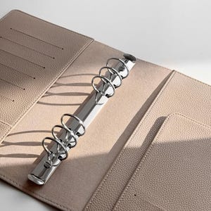 Refillable Notebook Cover «Taupe Clair» | Personalizable | With rings or without rings | Binder Discbound | A5 Ring Planner | Agenda 2024 Silver/Silber