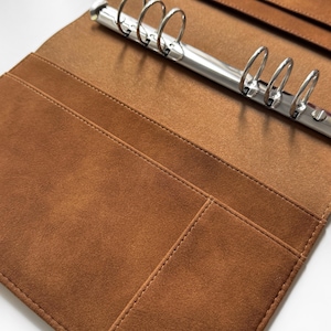 A5-pärm, anteckningsboksomslag i mocka "Amber", påfyllningsbart med/utan ringar, anpassningsbar ringplanerare, A5-agenda, organizer, halv bokstav bild 12