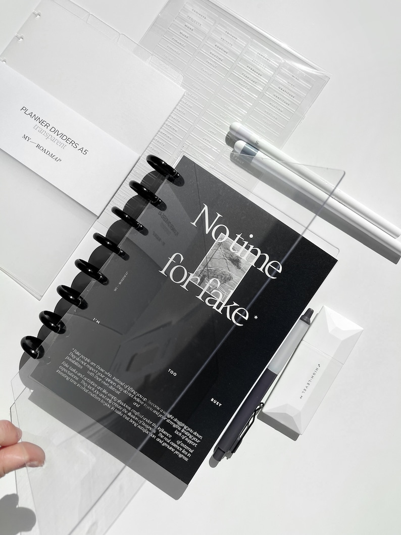 A5 Discbound Planner Box "Midnight", Planner Starter Kit, Discbound Planner Set with inserts and accessories, Undated Planner image 10