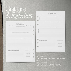 Inserciones de diario de gratitud para carpeta de anillas y encuadernado en disco, sin fecha, inserciones impresas Filofax A5, personal, diario de gratitud, gratitud
