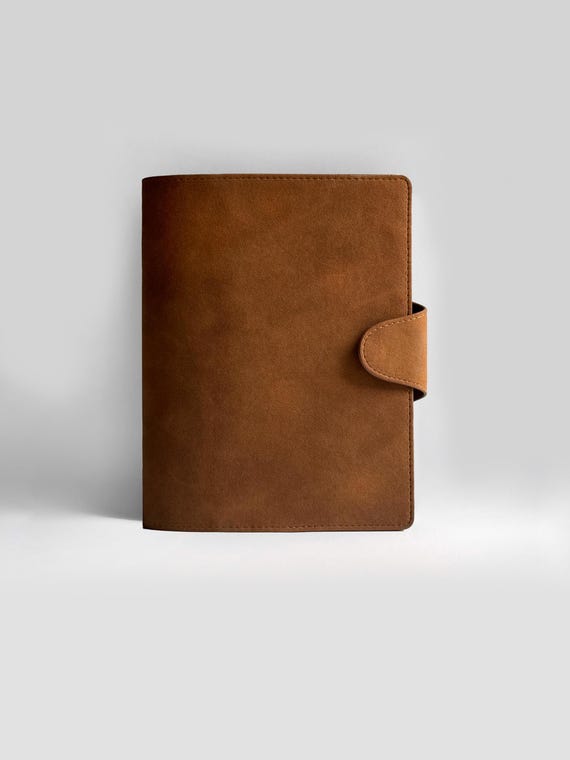 Binder A5, Notizbuchhülle «Amber» Wildleder zum Nachfüllen mit / ohne Ringe, personalisierbar Ringplaner, Agenda A5, Organiser, Half Letter