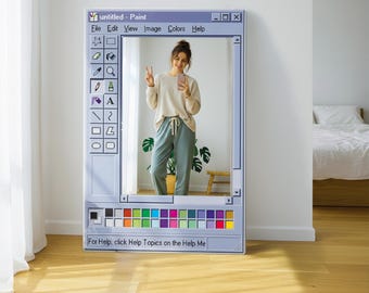 Retro Paint Window Mirror, Nostalgic Pixel Art Decor, Custom Designer Gift