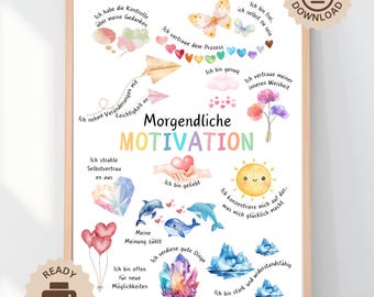 Alltagsmorgen Motivation Poster, Affirmationen Therapie Bürodeko, Angst Relief, Beruhigungsecke, Schulpsychologie CBT ADHS Bewältigung