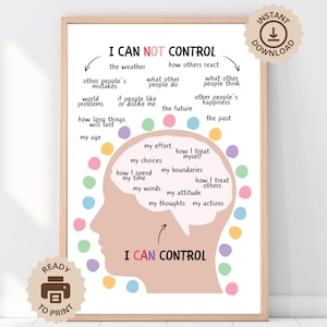 Things I Can Control Poster, ADHD Coping Skill, Therapy Counselor Office Decor, Calm Down Corner, Mental Health Poster, Anxiety Management