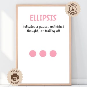 Ellipses Punctuation Poster, English Classroom Decor, Educational Grammar Punctuation Wall Art, KS1 KS2 Primary Reading, Language Learning