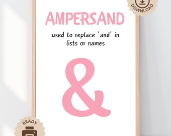 Ampersand Punctuation Poster, English Classroom Decor, Educational Grammar Punctuation Wall Art, KS1 KS2 Primary Reading, Language Learning