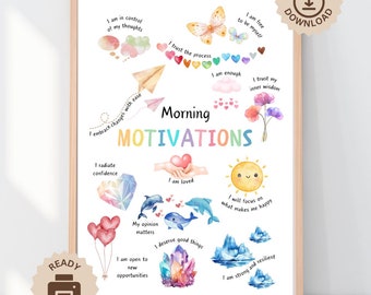 tägliche Morgen Motivation Poster, Affirmationen Therapie Büro Dekor, Angst Relief, beruhigende Ecke, Schulpsychologie CBT ADHS Bewältigungsfähigkeiten