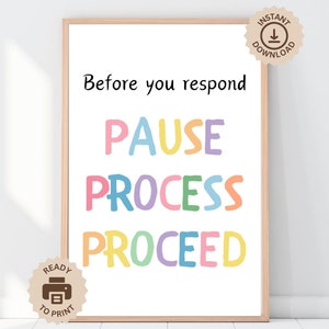 STOP Technique Poster, Positive Affirmation, Therapy Counselor Gift Office Decor, Growth Mindset, Classroom Decor, Mental Health Print, CBT