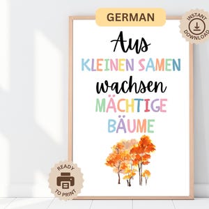 Winzige Samen wachsen, mächtige Bäume, Herbst Poster, Wachstumsgedächtnis, Therapie Büro Ratgeber Dekor, Homeschool Klassenzimmer, Spielzimmer Montessori