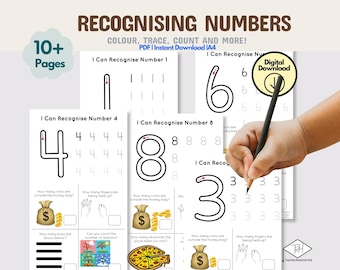 Recognising Numbers 0-10, Learn to Count and Write, Mathematics, Montessori, homeschooling, classroom, printable A4, DIGITAL DOWNLOAD