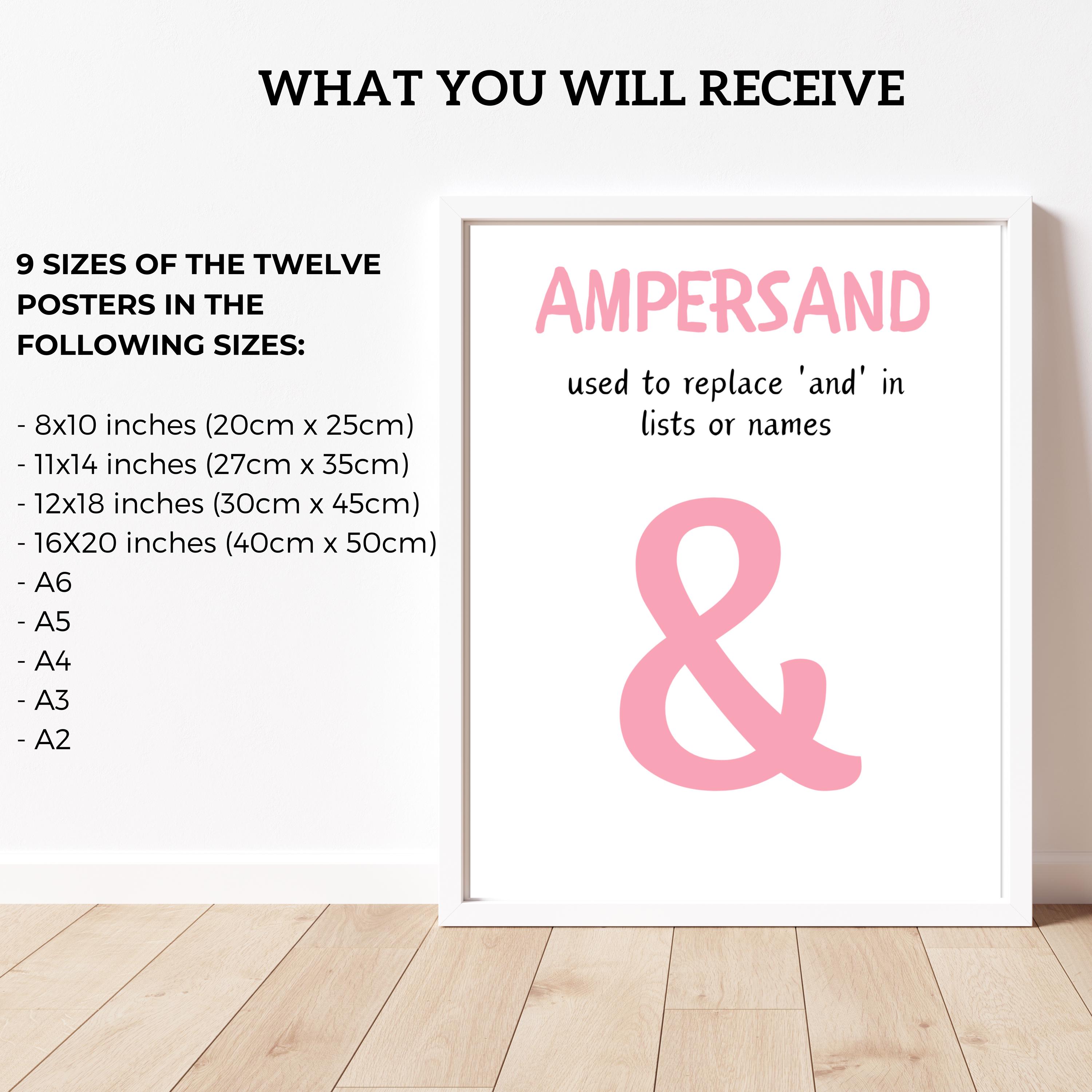 Set of 12 Punctuation Posters, English Classroom Decor, Educational ...