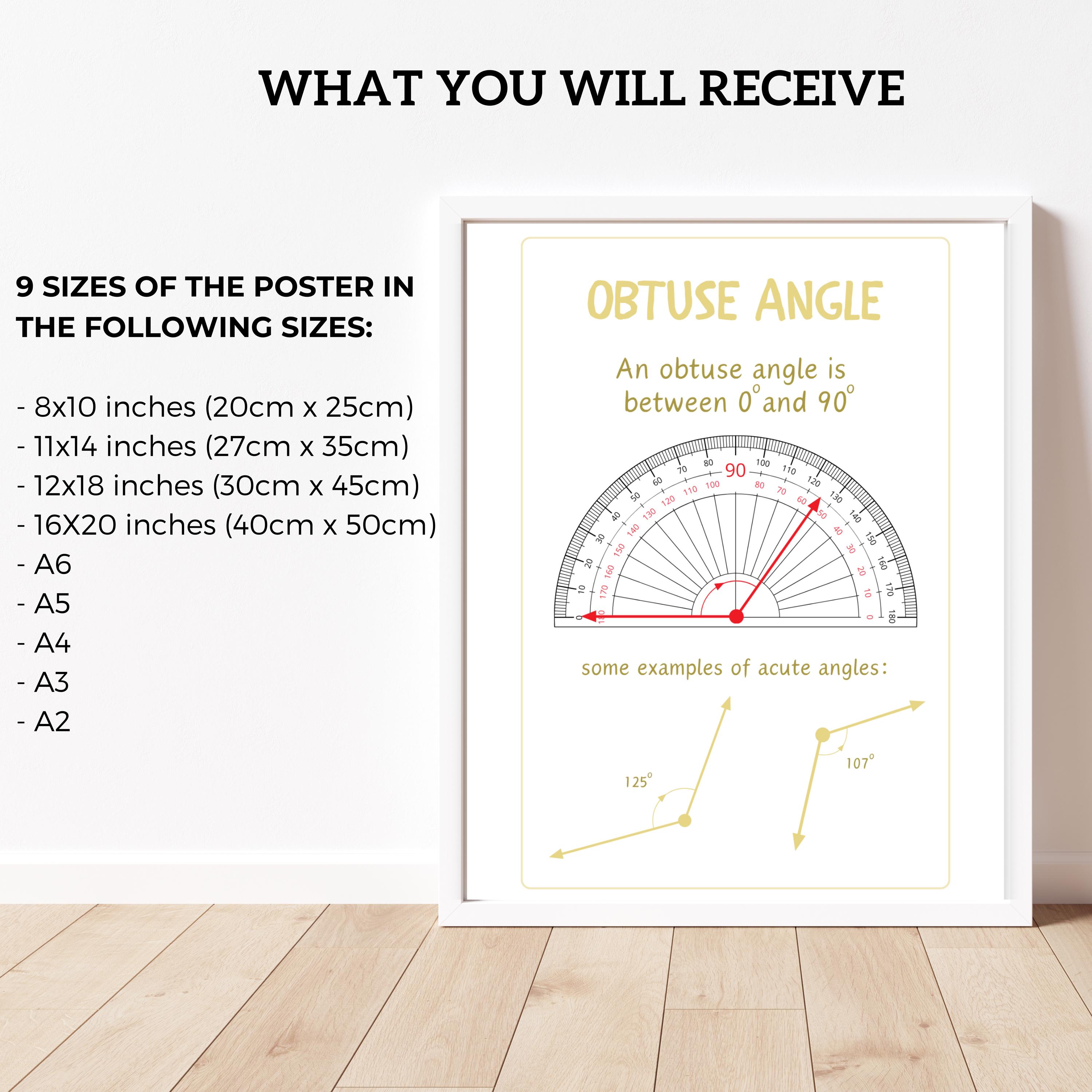 Obuse Math Obtuse Angle Display Poster, Math Teacher Wall Art Print, Numeracy ...