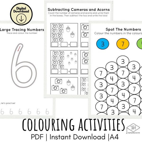 Maths Colouring Worksheets 26 PAGES: Colour and Maths Fun! Mathematics, Montessori, homeschooling, classroom, A4, DIGITAL DOWNLOAD