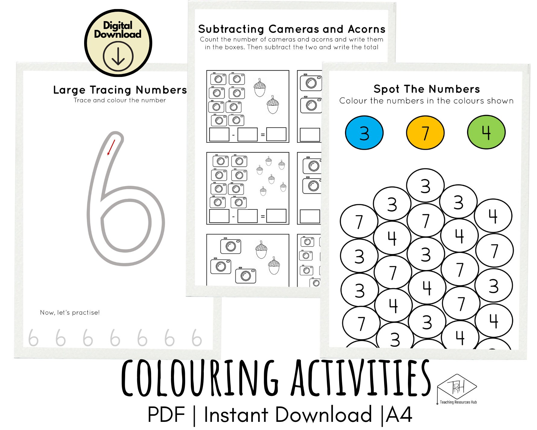 Maths Colouring Worksheets 26 PAGES Colour and Maths Fun Etsy