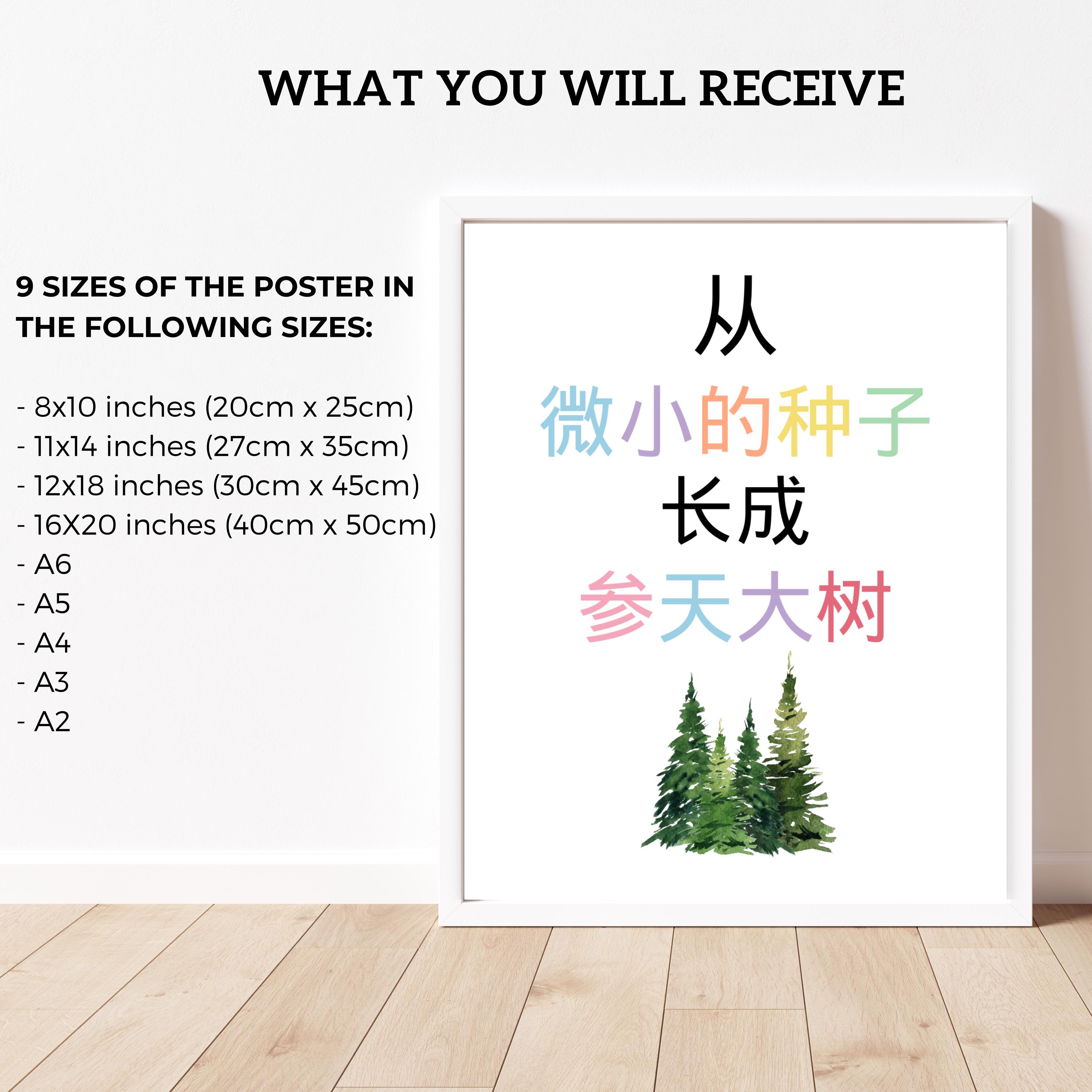 Chinese Tiny Seeds Grow Mighty Trees Green Poster, Growth Mindset ...