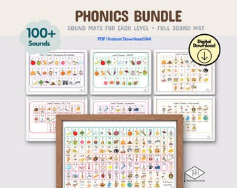 Komplettes Bündel Phonics Sounds 6 STUFEN - Druckbare Ressourcen für Klassenzimmer, digitaler Download, Homeschool, TeachResourcesHub