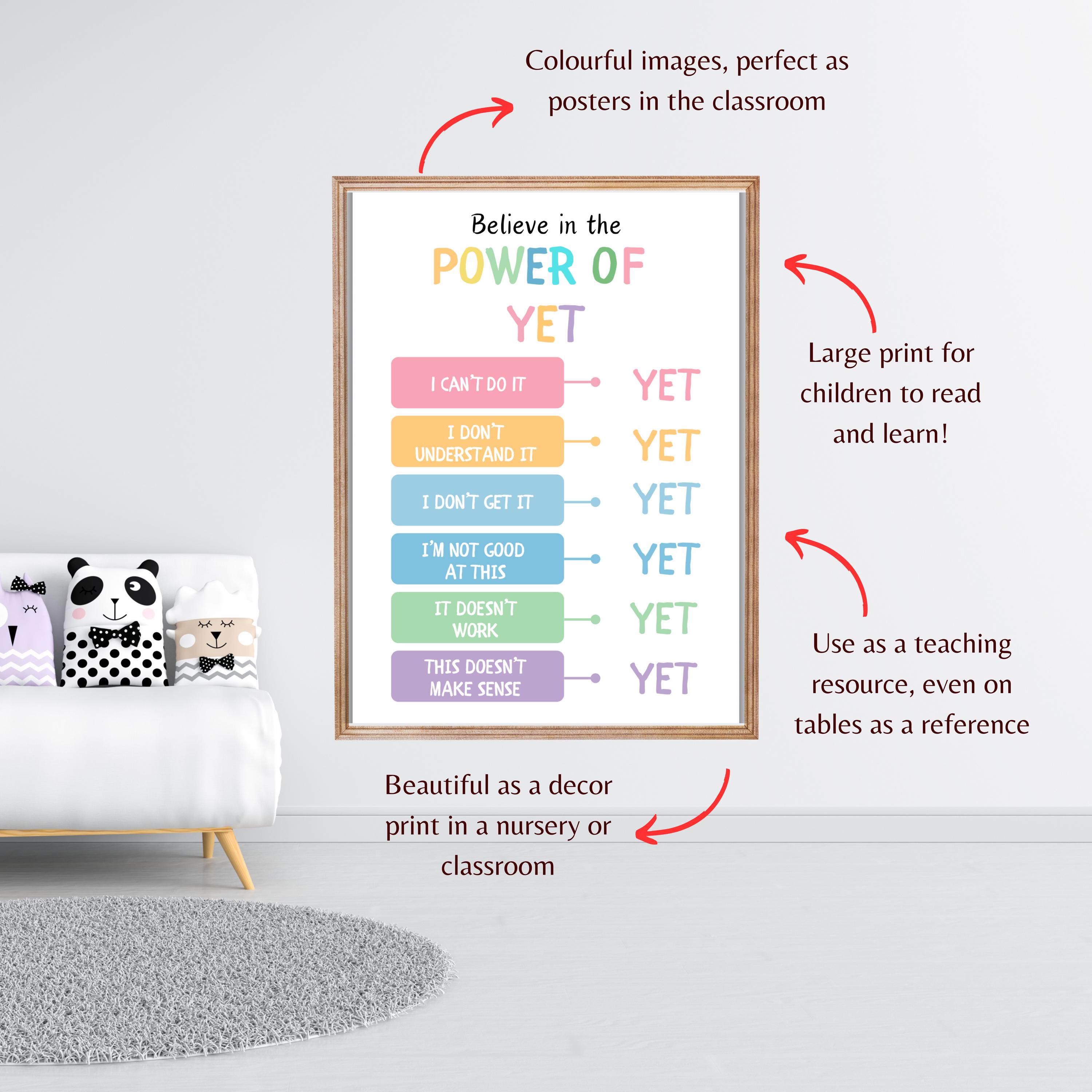 The Power of yet Growth Mindset Poster, Printable Educational Classroom ...