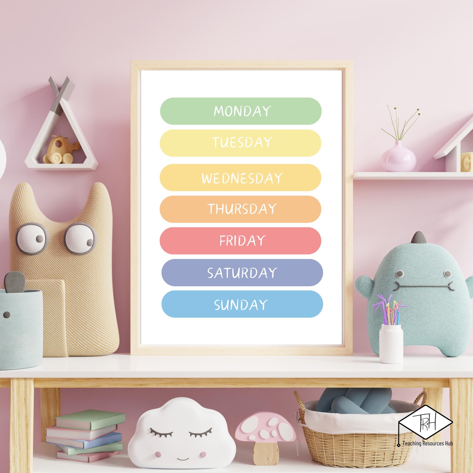 Days of the Week Poster, Printable Educational Playroom Posters, Boho ...