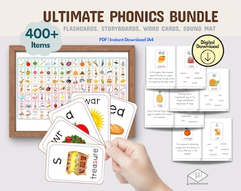 Ultimative Phonics BUNDLE Phonics Storyboards Wörter Karteikarten, druckbare Sichtwörter, lesen lernen, EYFS Reading, Phonics Chart Schreibweisen