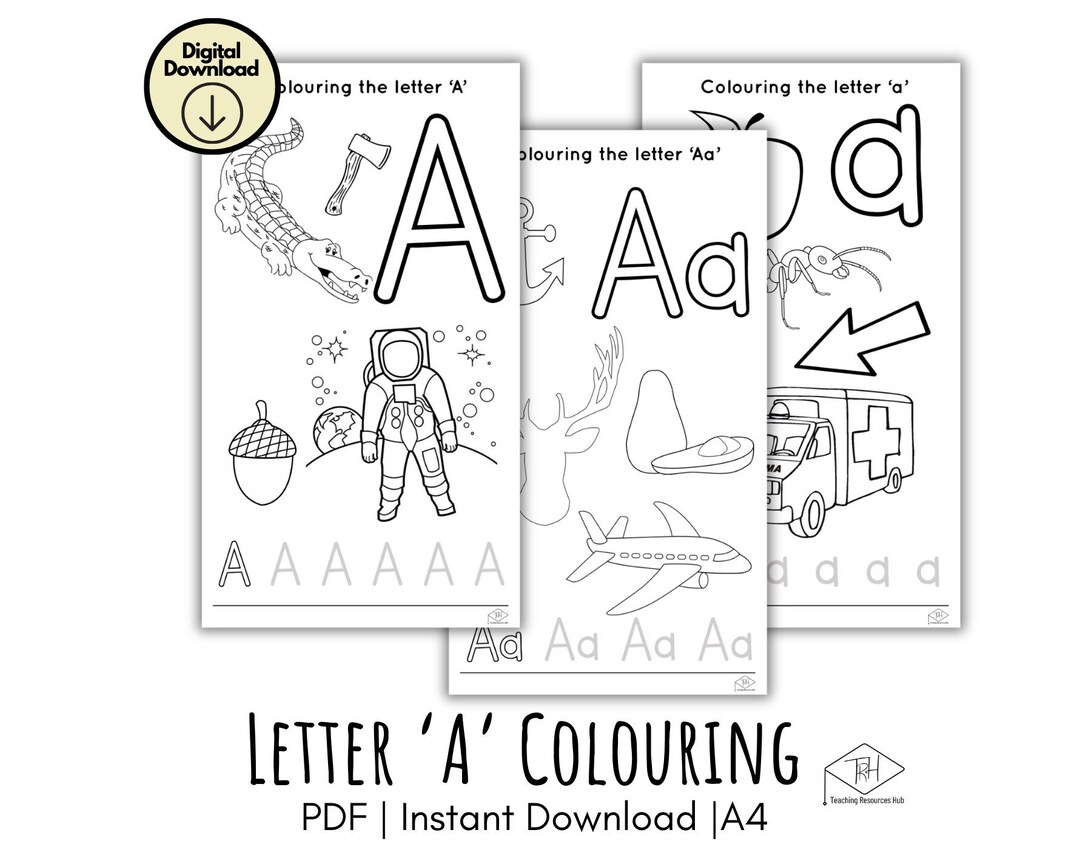 Phonics Alphabet Letter A Colouring Printable Coloring Pages - Etsy