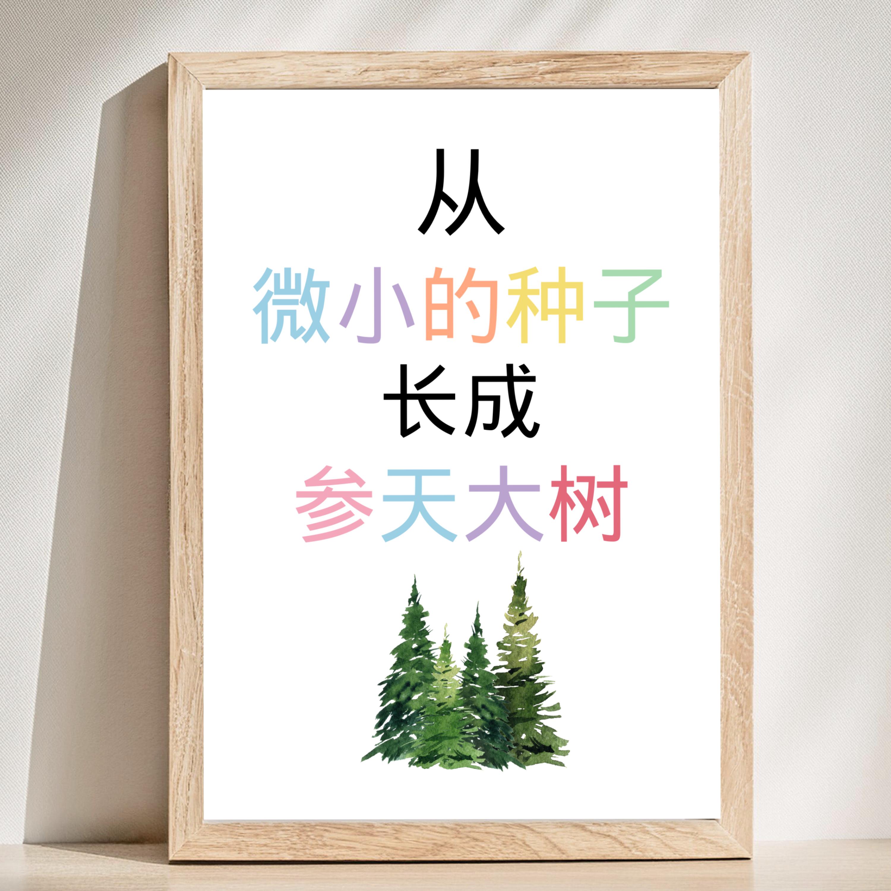 Chinese Tiny Seeds Grow Mighty Trees Green Poster, Growth Mindset ...