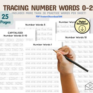 Tracing Number Words 0-20 Worksheets 25 PAGES: Writing and Maths Fun ...