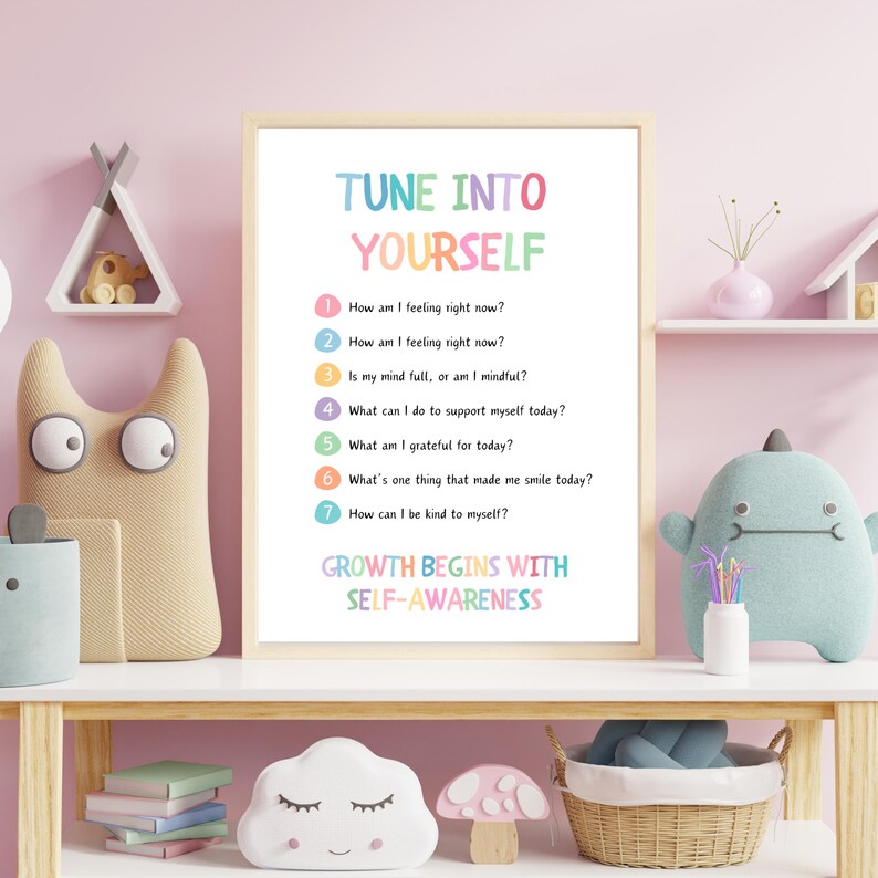 Tune Into Yourself Poster, School Counselor Print, Mindfulness Self ...