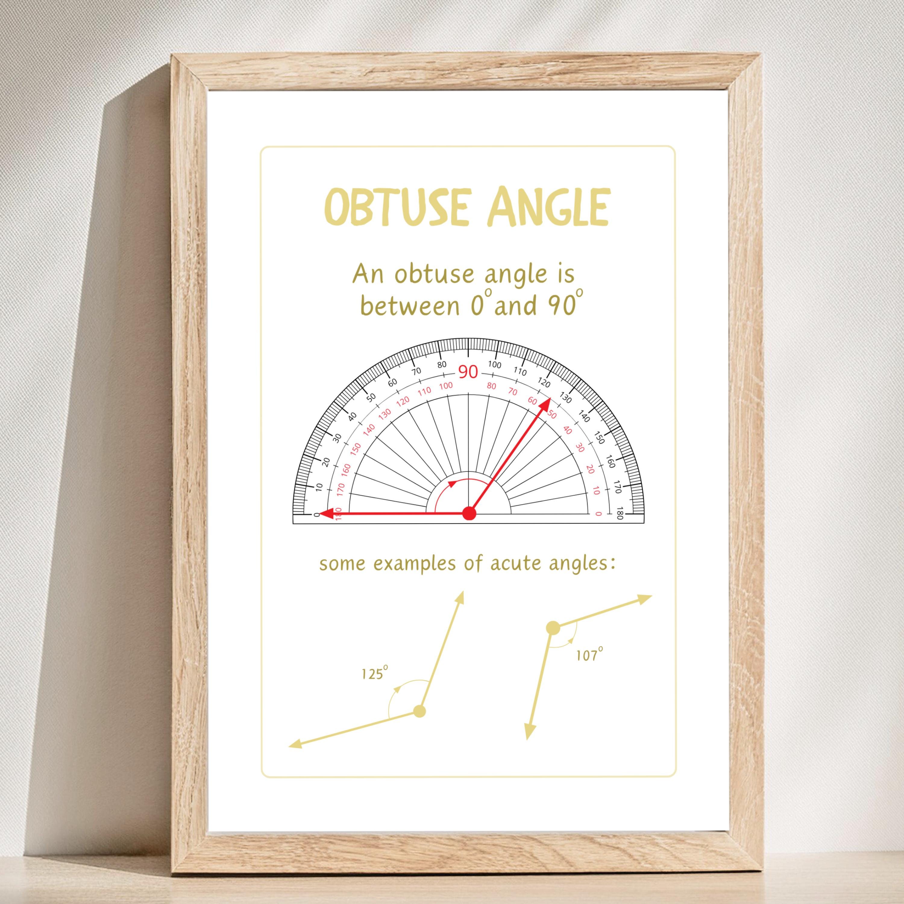 Obuse Math Obtuse Angle Display Poster, Math Teacher Wall Art Print, Numeracy ...