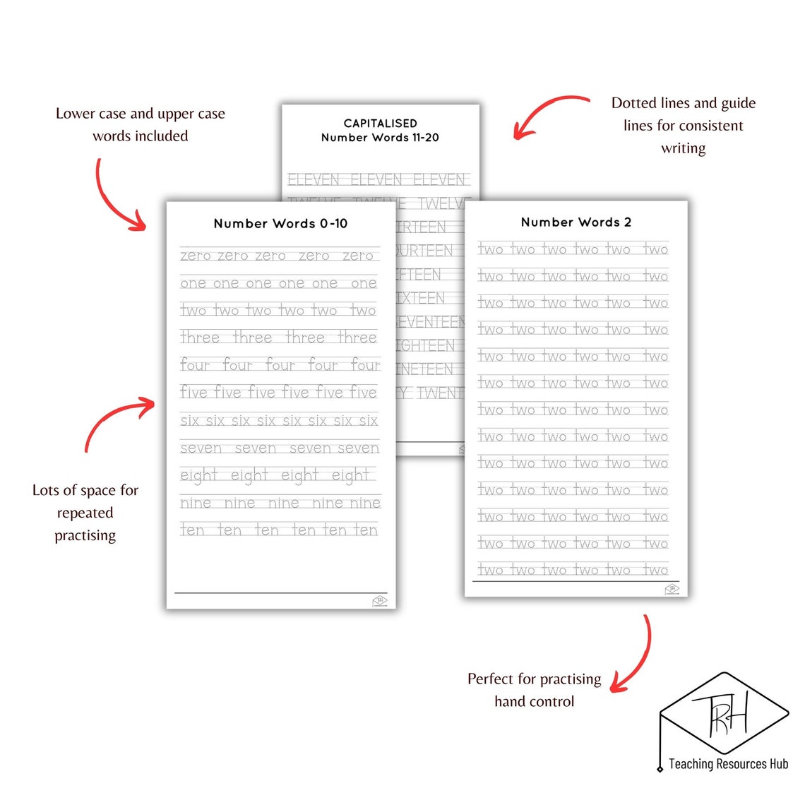 Tracing Number Words 0-20 Worksheets 25 PAGES: Writing and Maths Fun ...