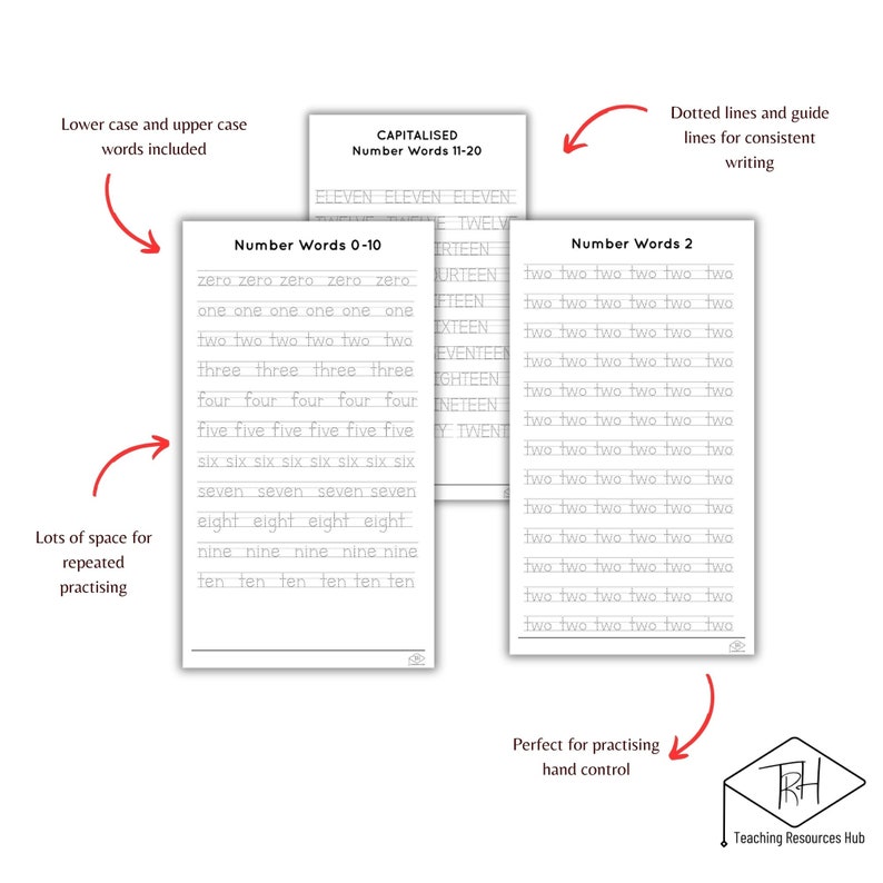 Tracing Number Words 0-20 Worksheets 25 PAGES: Writing and Maths Fun ...