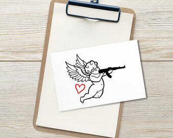 Cupidon avec une carte postale - Carte de Saint-Valentin d’ange mignon.