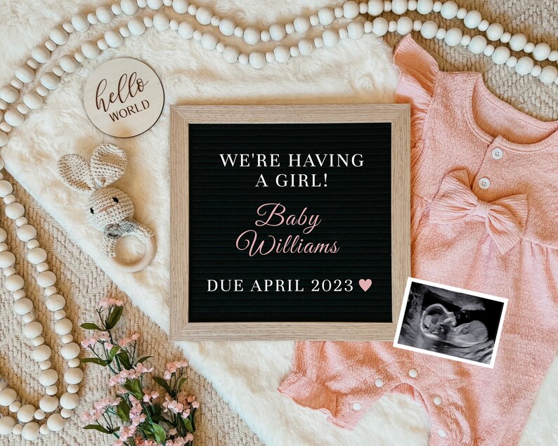 Digital Pregnancy Announcement It's a Girl Baby Girl Etsy