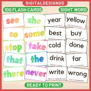 Sight Word Flash Cards Montessori  Cards  Preschool Education Flash Cards Sight Word  Preschool Homeschooling printable