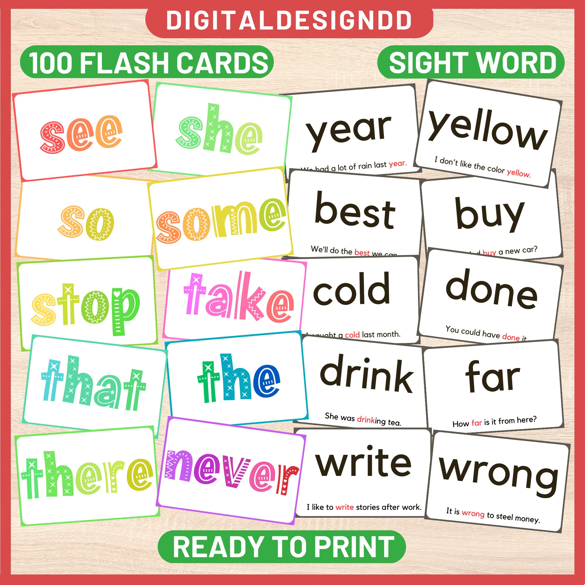Sight Word Flash Cards Montessori Cards Preschool Education - Etsy