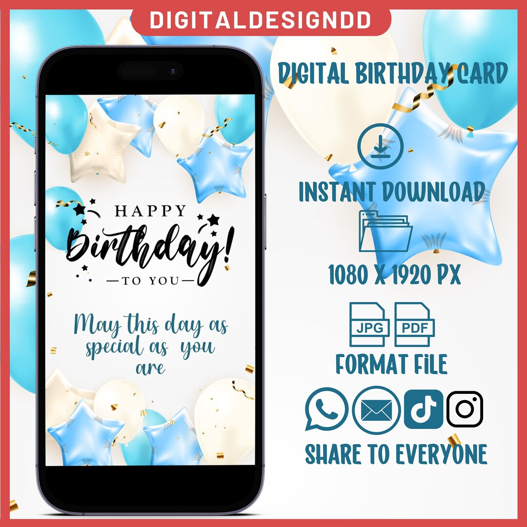 Digital Birthday Card Ecard Electronic Birthday Card Etsy