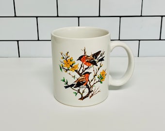 Vintage Birds Mug, Coffee Mug, Retro 1970s Kitchen, Put a Bird on it