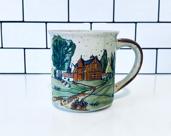 Vintage Otagiri Mug, Japanese Mug, Barn Scene Coffee Mug