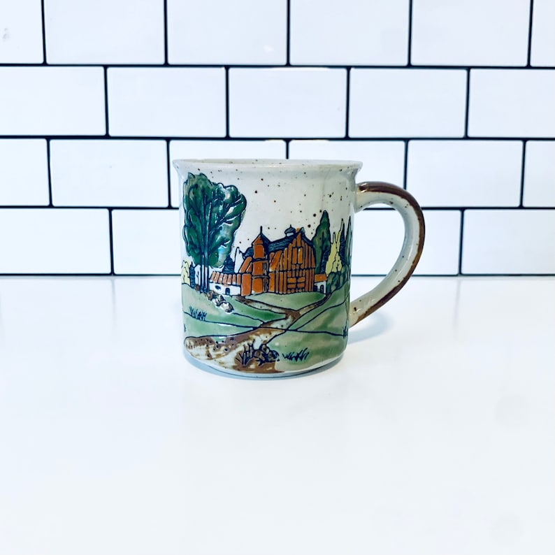 Vintage Otagiri Mug, Japanese Mug, Barn Scene Coffee Mug image 1