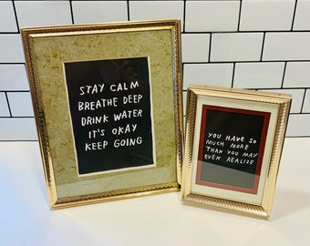 Set of Two Quirky Inspirational Retro 1990s Frames, Metal Frames