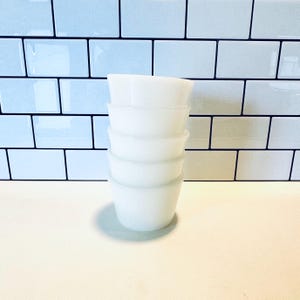 Set of Five Vintage Milk Glass White Custard Ramekins, MCM Milk Glass, Retro Milk Glass Condiment Cups