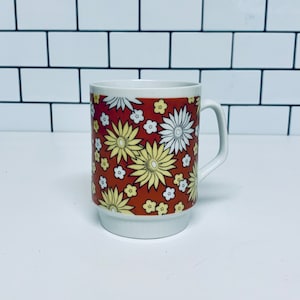 Retro 1970s Flower Mug, Vintage Coffee Mug, Seventies Flower Child, Retro Mug